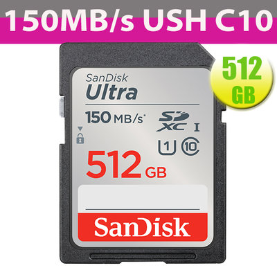 【拆封福利品】SanDisk 512G SDXC Ultra【150MB/s】SD  U1 C10 UHS 相機記憶卡