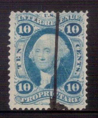 【珠璣園】W232 美國郵票 - 1862 10C Proprietary一版印花稅票，特價銷售！