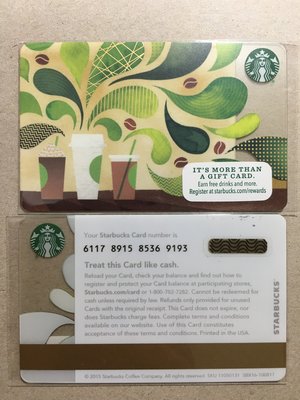 【郵卡庫】【Starbucks隨行卡】美國2015年 6117 SKU0131 如何沖泡咖啡  KA0062