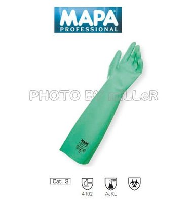 【米勒線上購物】防化學手套MAPA 480 防溶劑手套 機械操作 油類及油脂類 材質：Nitrile 長度：46cm