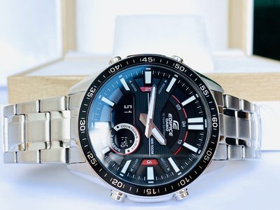 【金台鐘錶】CASIO卡西歐 EDIFICE 賽車錶 (雙顯) 10年電力 防水100米 EFV-C100D-1A
