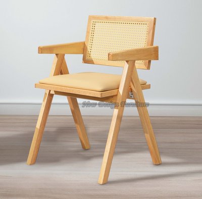 【N D Furniture】台南在地家具-橡膠木全實木骨架/塑膠編織扶手單椅/網美餐椅YH