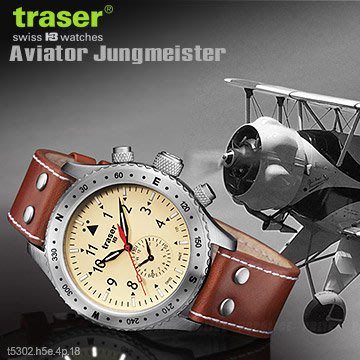 【EMS軍】瑞士Traser Aviator Jungmann復古飛行員錶-(公司貨)#100 190/ 分期零利率