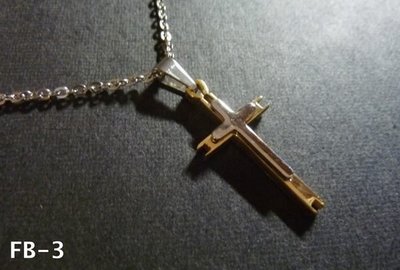 『十字架』FB-3 雙層十字架不鏽鋼項鍊 時尚/飾品/鋼飾/配件