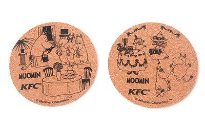 日本限定 KFC × MOOMIN 慕敏家族 原生態環保杯墊 軟木杯墊 隔熱墊 耐熱杯墊 杯墊 嚕嚕米 姆明