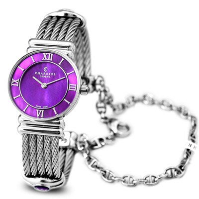 CHARRIOL 夏利豪珍珠貝母紫色鎖鍊錶-24.5mm #全新品 #免運費 #24期0利率 #公司貨