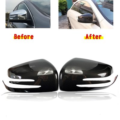 For BENZ 賓士 2010-2012 C-Class W221  一對 碳纖紋 後照鏡防刮罩 後視鏡框後視鏡裝飾罩