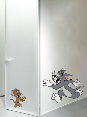 貓和老鼠創意靜電貼玻璃門貼紙廚房推拉門裝飾門貼浴室廁所門貼畫多多雜貨鋪