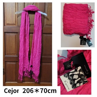 美國名牌【CEJON】 亮桃紅 色 SHAWL 披肩 圍巾 印度製造 (506x74) 保證全新正品/真品 零伍零