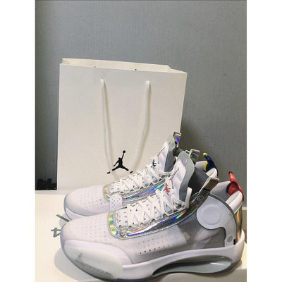全新 （情侶）Air Jordan 34 “Whitelridescent” PF BQ3381-101 白鐳射潮鞋