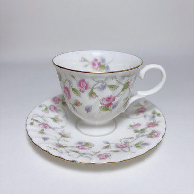 日瓷HOYA豪雅內外花卉骨瓷鎏金咖啡杯紅茶杯