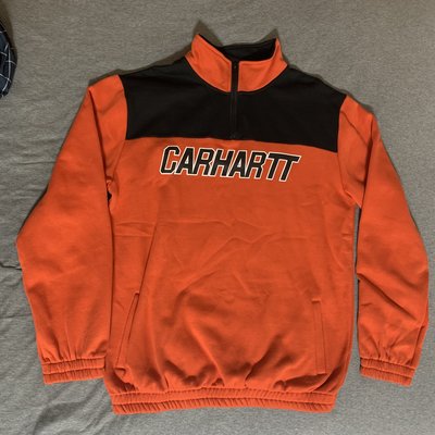 [XL號] CARHARTT WIP 黑橘 配色 高領 羊毛糕 保暖 衛衣 大學T 字體LOGO 二手 SUPREME