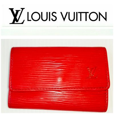 Louise Vuitton 水波紋LV 六孔EPI鑰匙包 皮夾 短夾 零錢包紅色$289 1元起標 有BV(已售勿標)