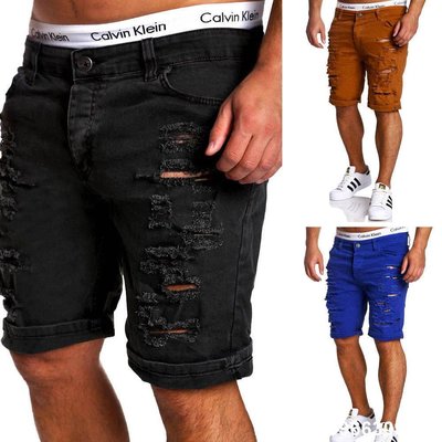 短褲2021 Cargo Shorts Men Casual Ripped Holes Summer Shorts