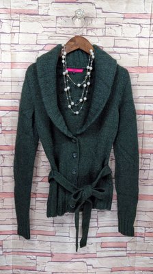 【JJ淘寶屋】OZOC 日本專櫃 蝴蝶結 軍綠色修身羊毛針織外套（請先詢問）