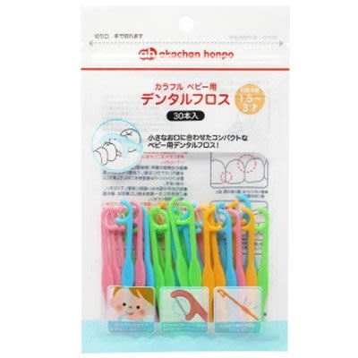 ☆彩虹棉花糖☆特價款@日本代購 阿卡將 Akachan 兒童專用 牙線 牙線棒 30支入1.5~3歲