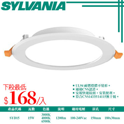 ❀333科技照明❀(SYD15)喜萬年 LED-15W薄型崁燈 崁孔15cm 全電壓 通過CNS認證