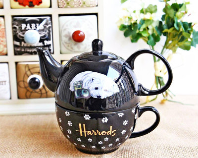 茶藝師 英國哈羅斯Harrods禮物西高地外貿出口陶瓷茶壺茶杯咖啡杯情侶杯