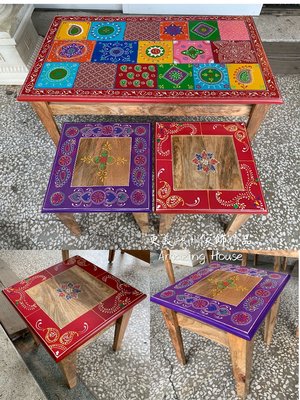 異國風印度彩繪矮桌兒童親子遊戲桌椅桌子【更美歐洲傢飾精品Amazing House】台南