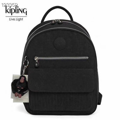 小Z代購#Kipling 猴子包 K16841 黑色 拉鍊夾層輕量雙肩後背包 輕量 大容量 防水