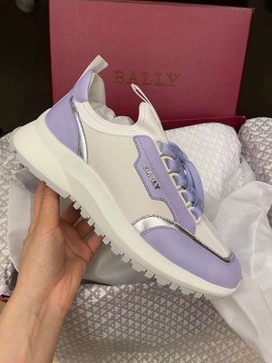 ╭☆包媽子店☆Bally Deven Leather Sneakers 2023新款女款小飛鞋運動休閒((紫色)))