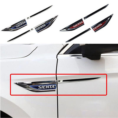 1 套不銹鋼車門擋泥板金屬側標誌貼紙(左右)適用於豐田 Sienta Gen 2 XP170 Gen 3 XP210 配