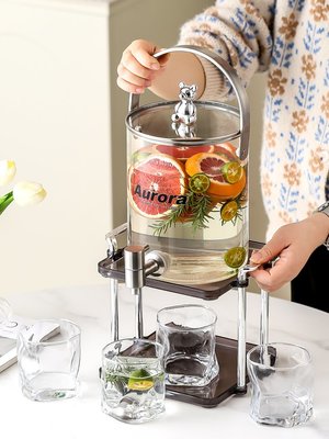 北歐玻璃冷水壺帶水龍頭水桶套裝大容量家用涼水壺水果茶飲料桶缸