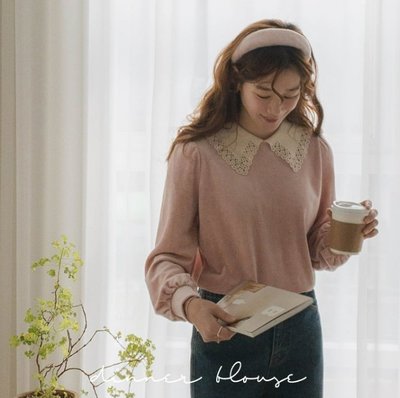 【韓國連線】alice 愛麗斯韓國 030152 細緻雕花蕾絲領甜美優雅風格百搭上衣