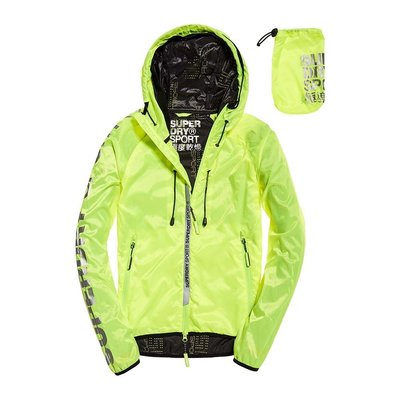 極度乾燥 Superdry Core收納袋 超薄夾克 外套 防風 風衣 運動款 春夏款 透氣 反光Logo 酸性黃
