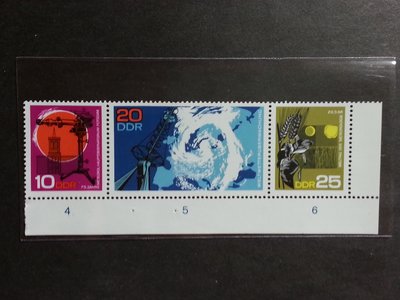 (C4180)德國1968年波茨坦氣象觀測站 衛星雲圖(帶邊紙)郵票 3全
