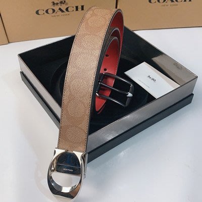琳精品@COACH 79841 皮帶禮盒裝 雙面可使用腰帶 馬車標誌女士皮帶