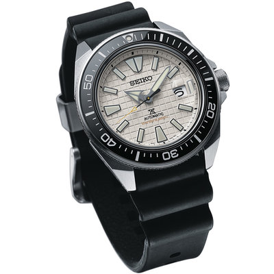預購 SEIKO SRPE37 精工錶 機械錶 PROSPEX 44mm 武士潛水錶 白色面盤 黑膠錶帶 男錶女錶