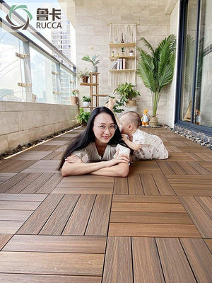 魯卡生態木戶外地板陽台木地板DIY 花園灰色塑木露台地爆款