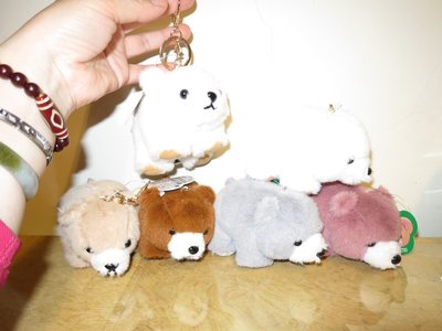 ///可愛娃娃///~4吋可愛的站姿北極熊絨毛娃娃吊飾/多色~包包掛飾~附鑰匙圈~棕熊---約11公分
