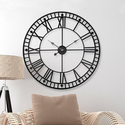 時鐘 熱賣歐式金屬圓形大掛鐘創意鐵藝鐘錶家居客廳時鐘80cm