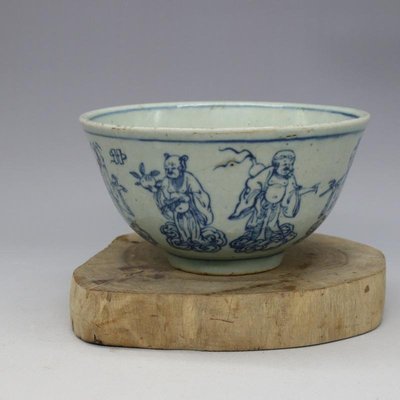 明清代青花八仙碗古董古玩仿古做舊瓷器收藏復古飯碗面碗