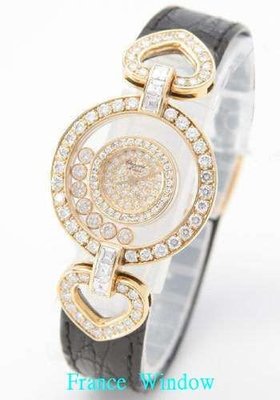 法國櫥窗chopard 蕭邦 女錶 皮帶 鑲鑽18k 鑽石 鱷魚錶帶可換色