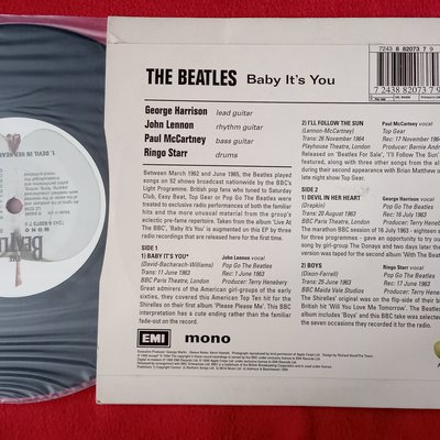 西洋7吋EP/Beatles/披頭四：Baby it's you/含BBC現場的四首歌/NM