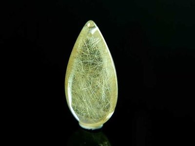 [Disk水晶][全美閃亮]正白底全美黃金鈦髮晶水滴墜AJ-27(高32寬17厚12mm重8克)