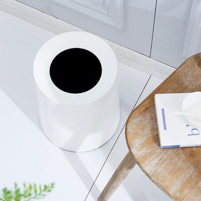 【現貨精選】日式垃圾桶家用客廳臥室塑料12L創意圓形雙層無蓋廚房衛生間紙簍