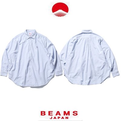 【Japan潮牌館】BEAMS JAPAN豎條紋長袖襯衫男士寬松百搭休閑襯衣春秋