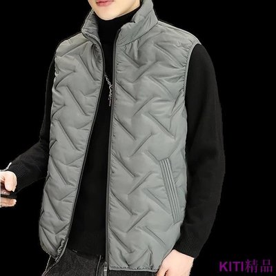 KITI精品【M-8XL】冬季純色百搭大尺碼羽絨鋪棉背心 韓版潮流大口袋工裝夾克 無袖坎肩 休閒寬鬆保暖防風外套 棉背心 男生