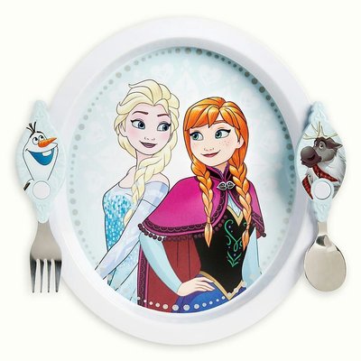 美國迪士尼 官網正貨 冰雪奇緣 餐盤+餐具 現貨