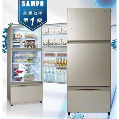 【SAMPO聲寶】SR-C53GDV(Y3)極光鈦530L玻璃變頻三門冰箱