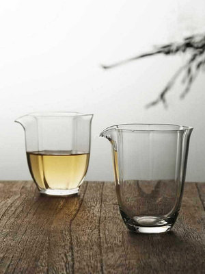 玻璃六角公道杯日式水晶公杯茶漏套裝耐熱日本茶海分茶器透明茶具