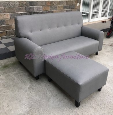 【N D Furniture】台南在地家具-舒適座感高背拉釦獨立筒耐磨皮革三人沙發+腳椅組合