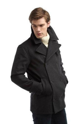 全新日本購入深灰色雙排釦雙排扣羊毛大衣，未穿過，竹北高鐵區可自取