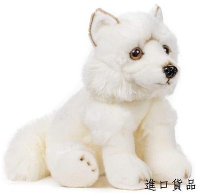 現貨超可愛 柔軟 白色北極狐貍雪狐 動物玩偶絨毛絨娃娃布偶擺件送禮物禮品可開發票