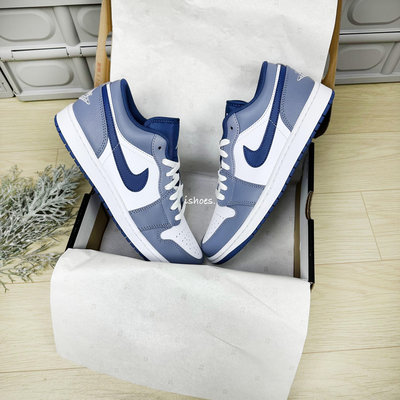 現貨 iShoes正品 Nike Air Jordan 1 男鞋 霧霾藍 AJ1 低筒 休閒鞋 553558-414