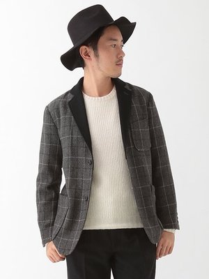 日本時尚品牌SEVENDAYS=SUNDAY X Harris Tweed英國頂級毛料高質感休閒款格紋西裝外套。